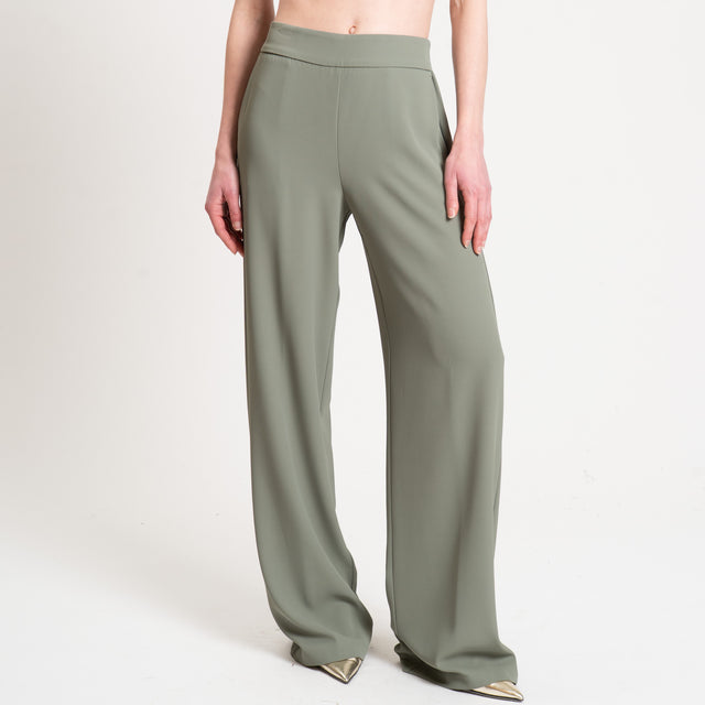 Kontatto-Pantalone tessuto fluido elastico dietro - salvia