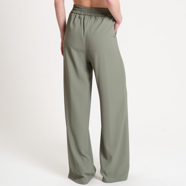 Kontatto-Pantalone tessuto fluido elastico dietro - salvia