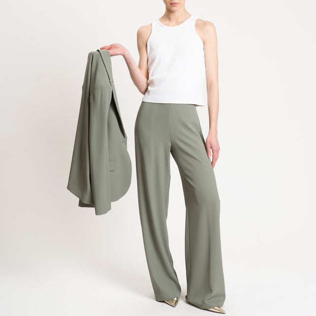 Kontatto-Pantalone tessuto fluido elastico dietro - salvia
