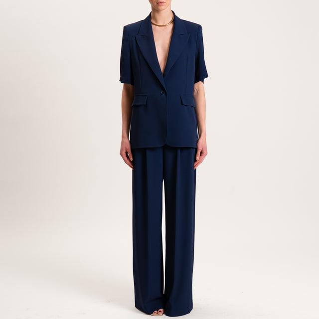 Kontatto-Completo giacca e pantalone tessuto fluido - blu zaffiro