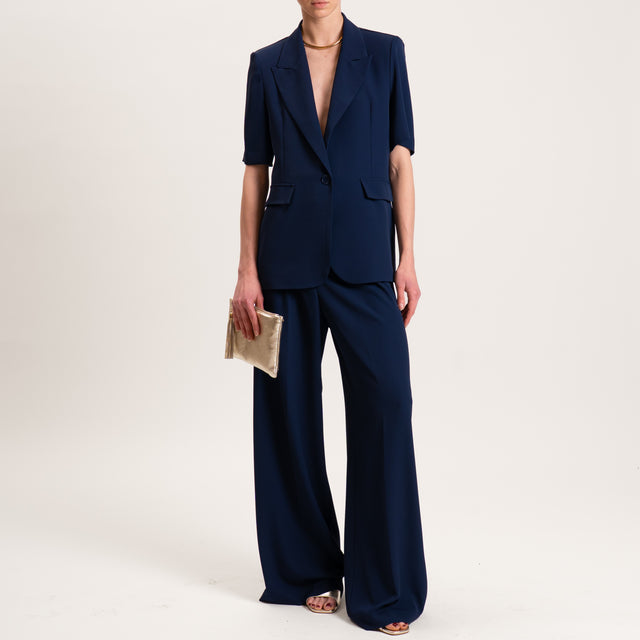 Kontatto-Completo giacca e pantalone tessuto fluido - blu zaffiro