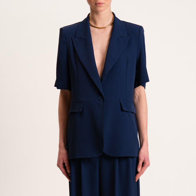 Kontatto-Completo giacca e pantalone tessuto fluido - blu zaffiro