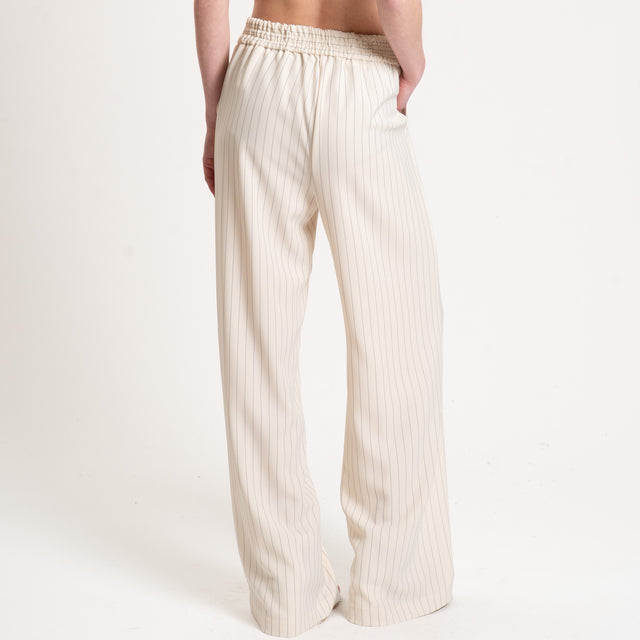 Kontatto-Pantalone tessuto fluido gessato - burro