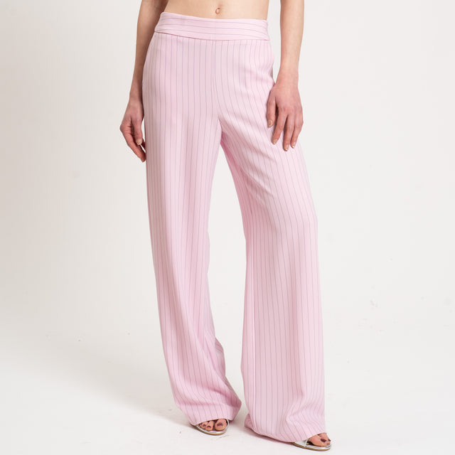 Kontatto-Pantalone tessuto fluido gessato - rosa