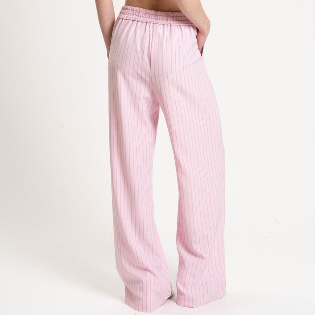 Kontatto-Pantalone tessuto fluido gessato - rosa