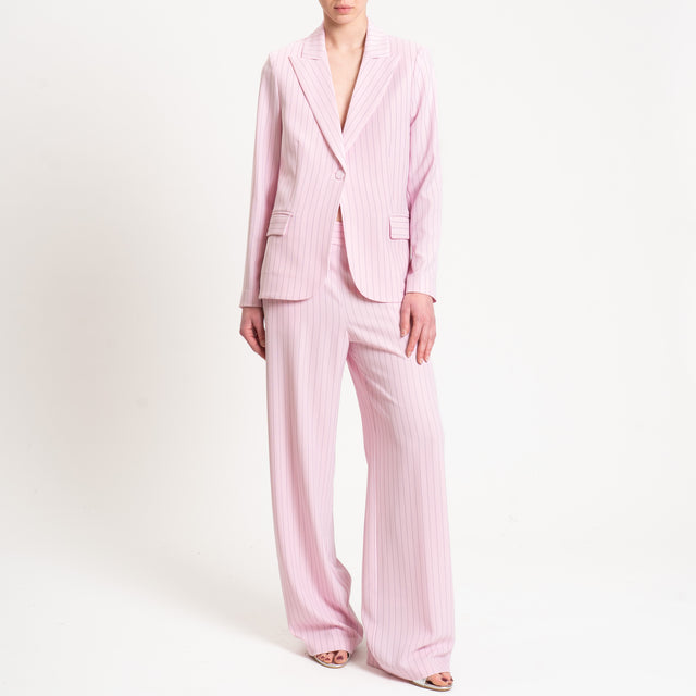 Kontatto-Pantalone tessuto fluido gessato - rosa