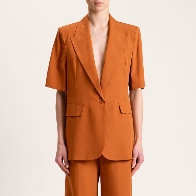 Kontatto-Completo giacca e pantalone misto lino - terracotta