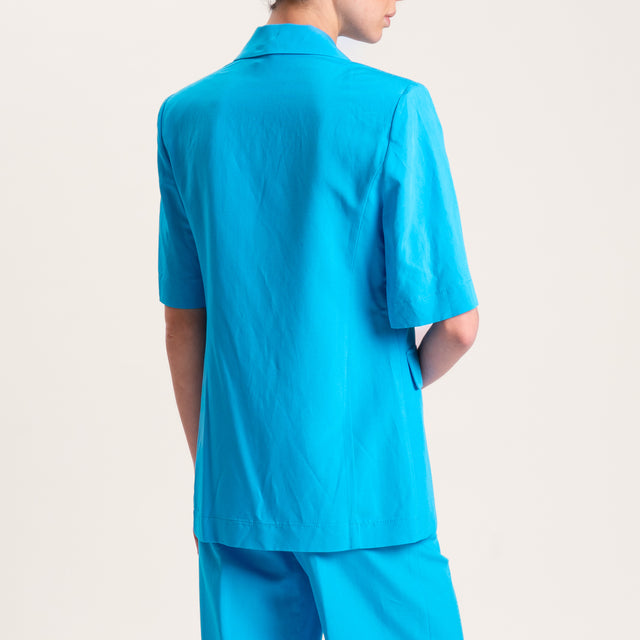Kontatto-Completo giacca e pantalone misto lino - turchese