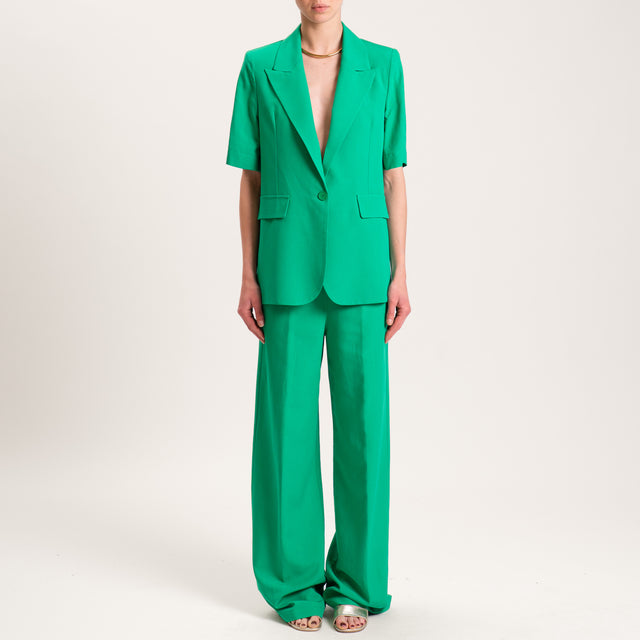 Kontatto-Completo giacca e pantalone misto lino - VERDE