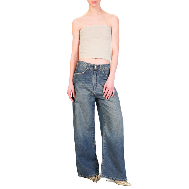 Top bandeau Kontatto de lurex - crema