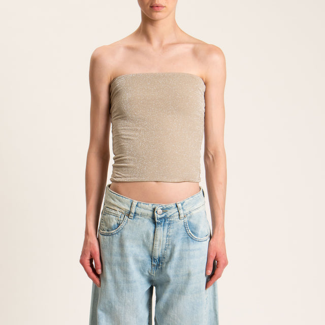 Kontatto-Top a fascia in lurex - beige