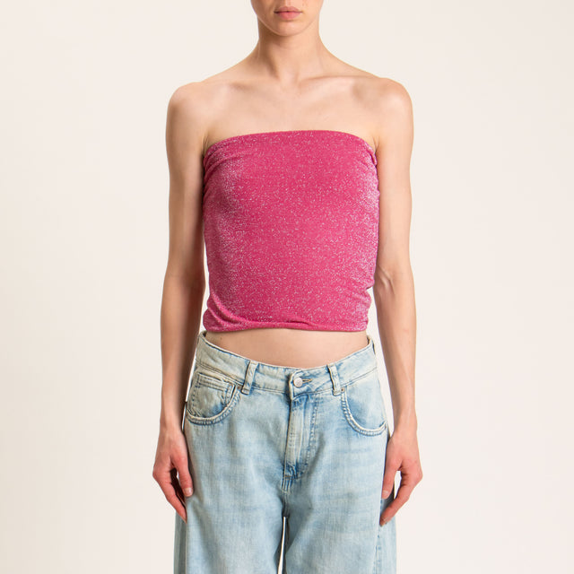 Kontatto-Top a fascia in lurex - fucsia