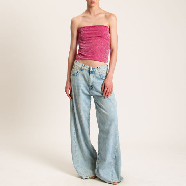 Kontatto-Top a fascia in lurex - fucsia