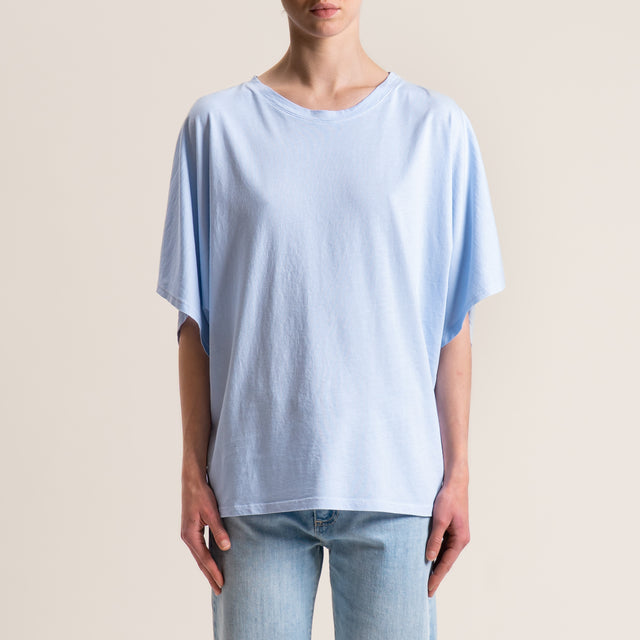 Kontatto-T-shirt scatola manica ampia - azzurro