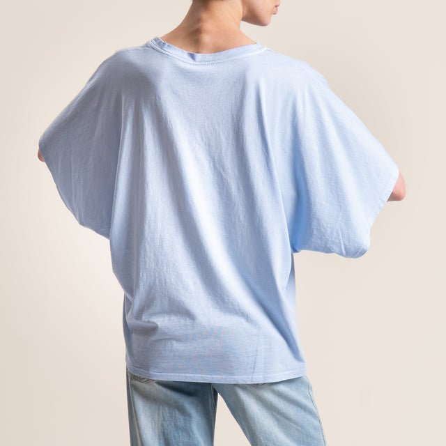 Kontatto-T-shirt scatola manica ampia - azzurro