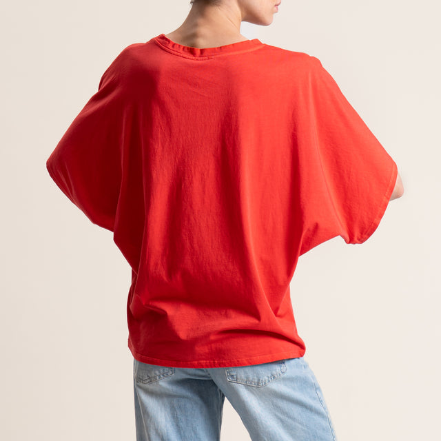 Kontatto-T-shirt scatola manica ampia - corallo