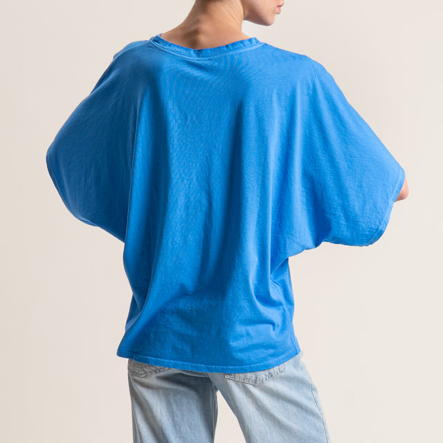 Kontatto-T-shirt scatola manica ampia - indaco