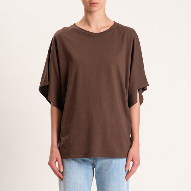 Kontatto-T-shirt scatola manica ampia - moro