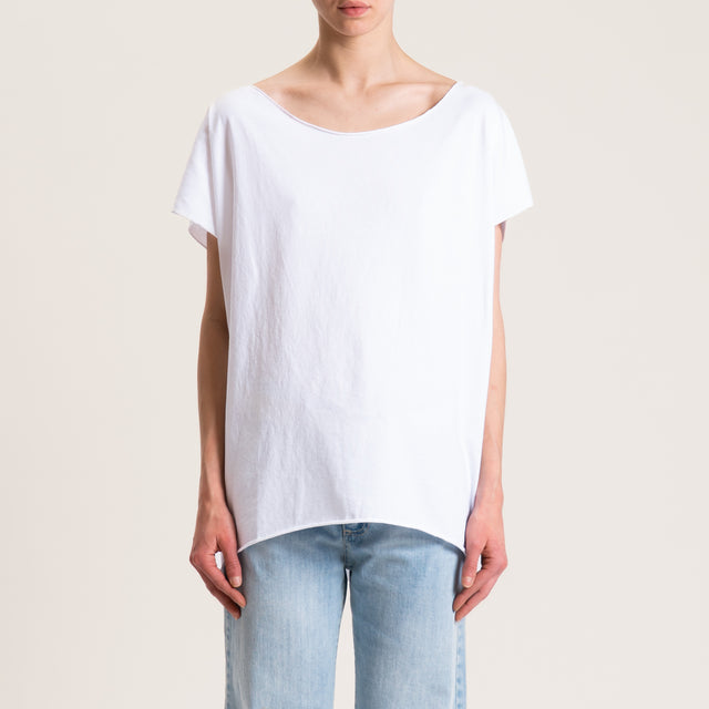 Kontatto-T-shirt smanicata taglio vivo - bianco