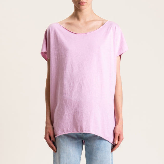 Kontatto-T-shirt smanicata taglio vivo - rosa