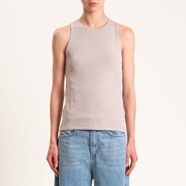 Kontatto-Top in lurex scollo americana - nude
