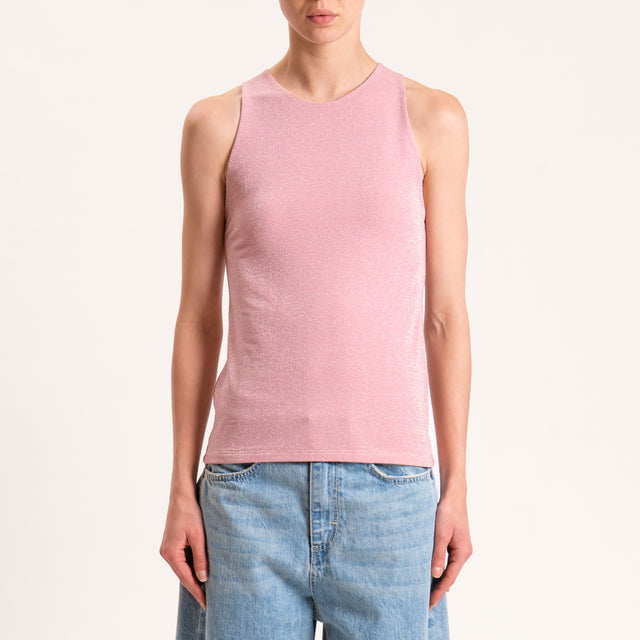 Kontatto-Top in lurex scollo americana - rosa antico
