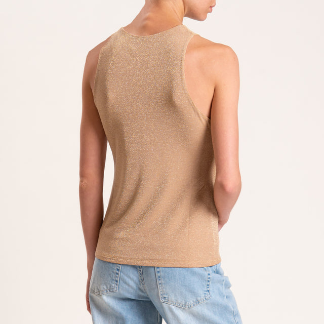 Kontatto-Top in lurex scollo americana - oro