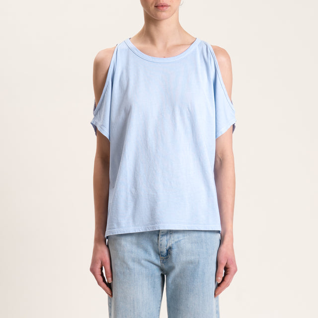 Kontatto-T-shirt cut out - azzurro