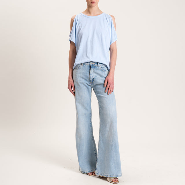 Kontatto-T-shirt cut out - azzurro