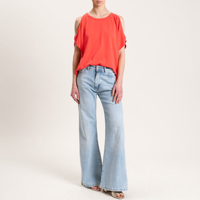 Kontatto-T-shirt cut out - corallo