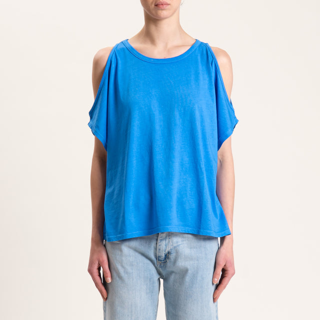 Kontatto-T-shirt cut out - indaco
