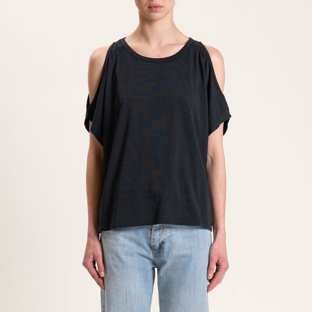 Kontatto-T-shirt cut out - nero