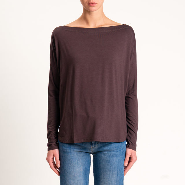 Kontatto-T-shirt in jersey stondata - mogano