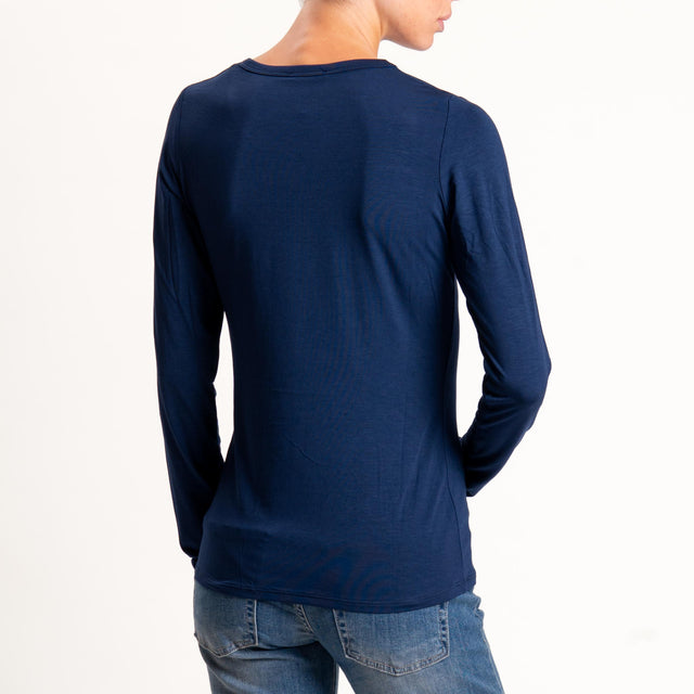 Kontatto-Maglia girocollo in jersey - blu