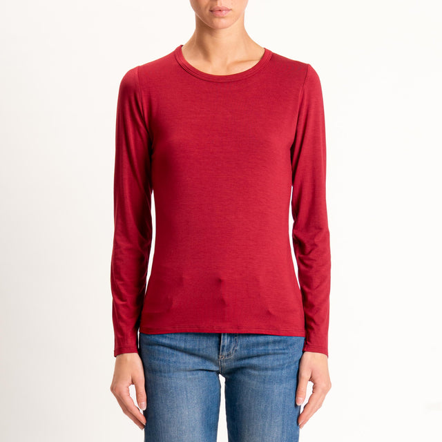 Kontatto-Maglia girocollo in jersey - cherry