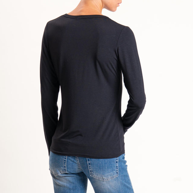 Kontatto-Maglia girocollo in jersey - nero