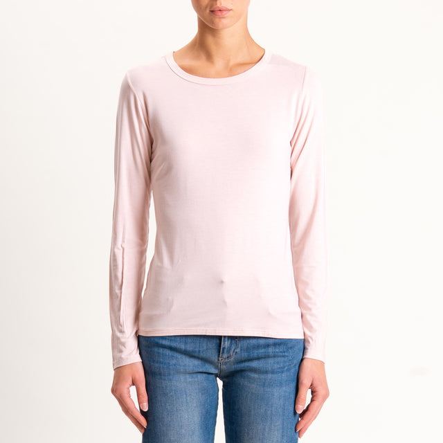 Kontatto-Maglia girocollo in jersey - rosa
