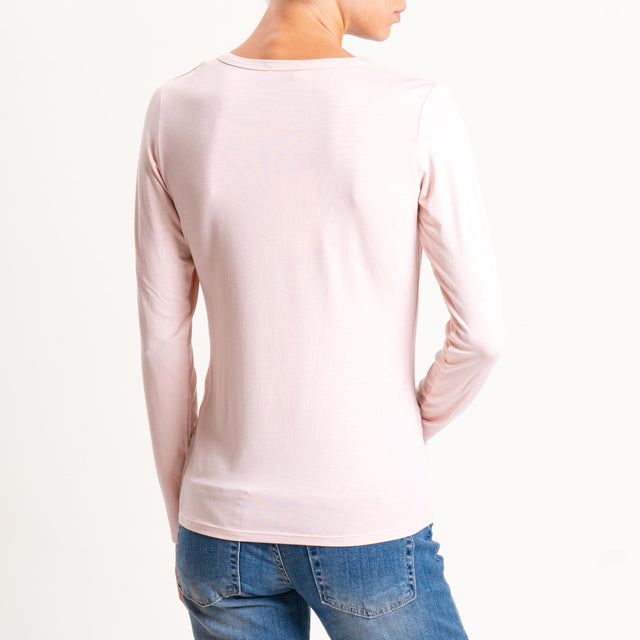 Kontatto-Maglia girocollo in jersey - rosa
