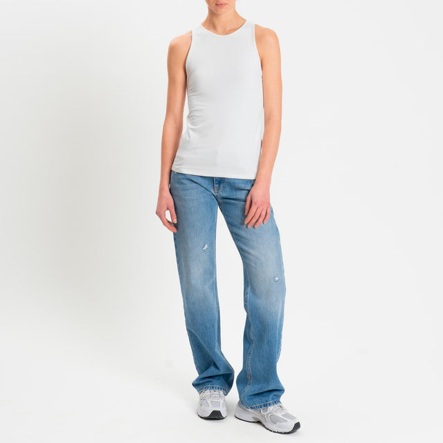 Kontatto- Top scollo americana in jersey - off white