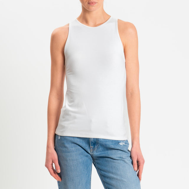 Kontatto- Top scollo americana in jersey - off white