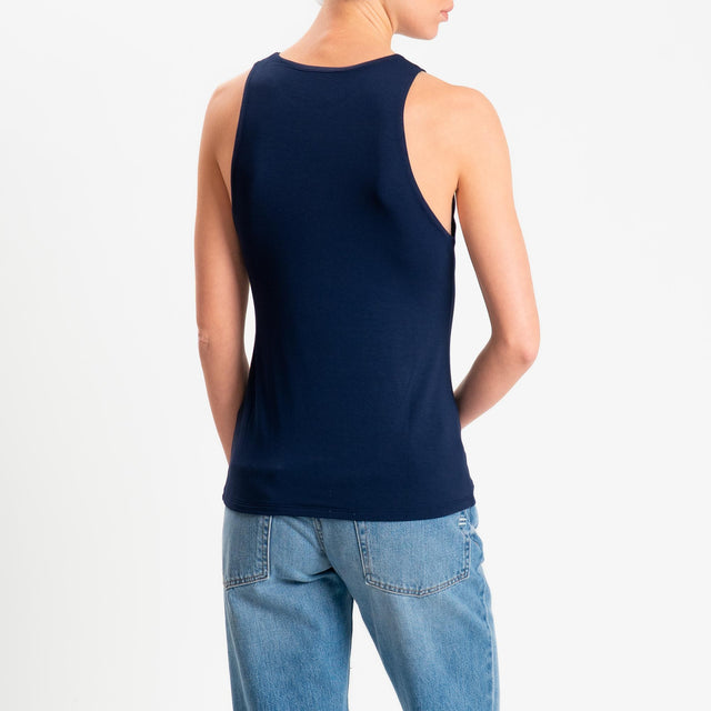 Kontatto- Top scollo americana in jersey - Blu