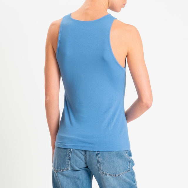 Kontatto- Top scollo americana in jersey - denim