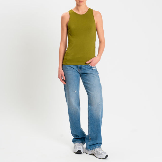 Kontatto- Top scollo americana in jersey - olio