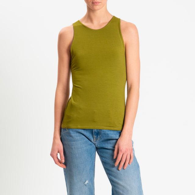 Kontatto- Top scollo americana in jersey - olio