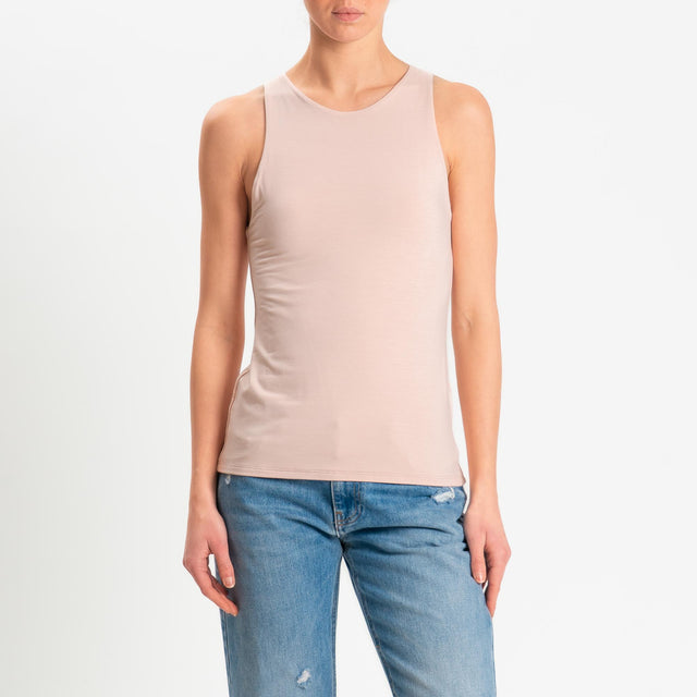 Kontatto- Top scollo americana in jersey - rosa