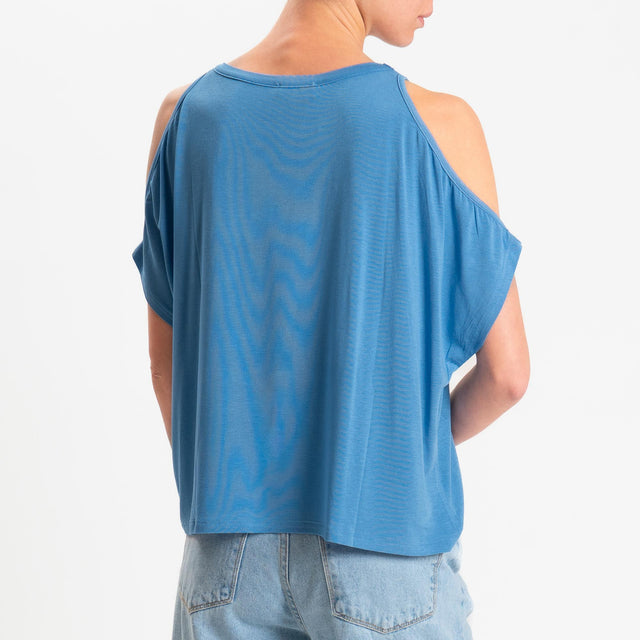 Kontatto- T-shirt cut out in jersey modal - denim