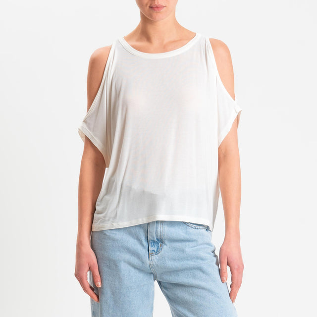 Kontatto- T-shirt cut out in jersey modal - off white