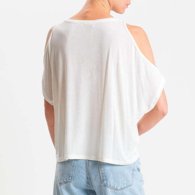 Kontatto- T-shirt cut out in jersey modal - off white