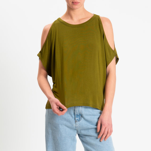 Kontatto- T-shirt cut out in jersey modal - olio
