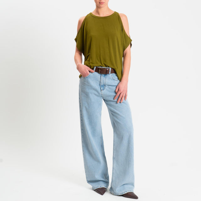 Kontatto- T-shirt cut out in jersey modal - olio